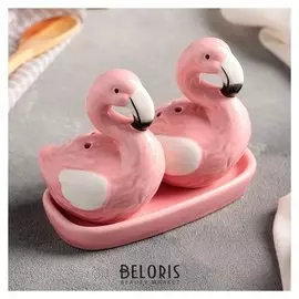 Набор для специй «Фламинго», 2 шт: солонка и перечница, на подставке