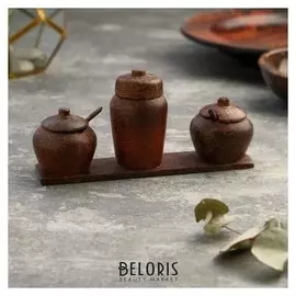 Набор для специй из кокоса "Виктори" 19х5х9 см