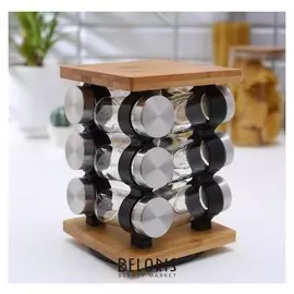 Набор для специй «Эко», 12 предметов, 15,5×15,5×21,5 см