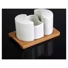 Набор для специй «Эстет», 3 шт: солонка и перечница 90 мл, салфетница, на деревянной подставке