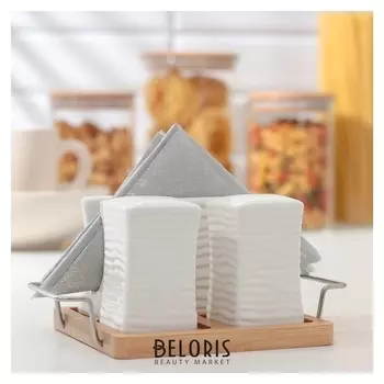 Набор для специй «Эстет», 3 шт: солонка, перечница, салфетница