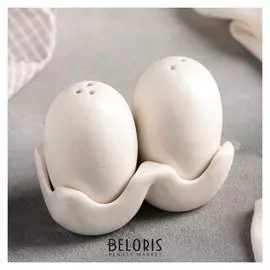 Набор для специй «Крапинка», 2 шт: солонка и перечница, на подставке, цвет белый