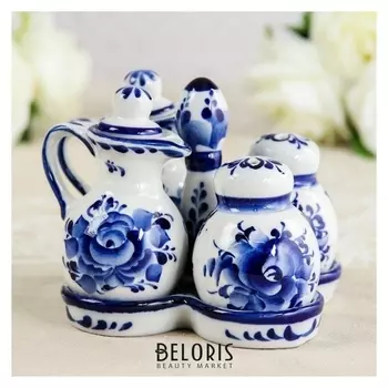 Набор для специй «Кувшинчики», 11×11×9 см, гжель