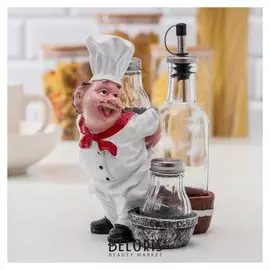 Набор для специй «Повар», 3 шт: солонка, перечница, бутыль для масла и уксуса 200 мл