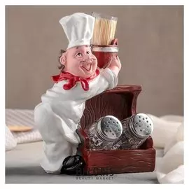 Набор для специй «Повар», 3 шт: солонка, перечница, зубочистки