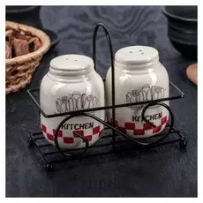 Набор для специй «Поварёнок», 2 шт: солонка и перечница 200 мл, на подставке