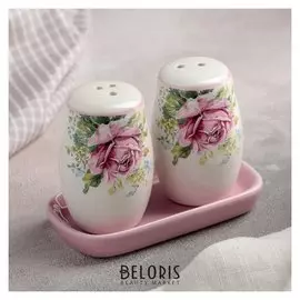 Набор для специй «Розы», 130 мл, 2 шт: солонка и перечница, на подставке