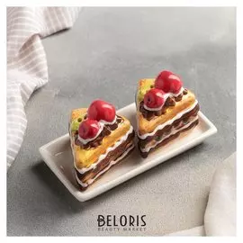 Набор для специй «Тортик», 2 предмета: солонка и перечница, на подставке