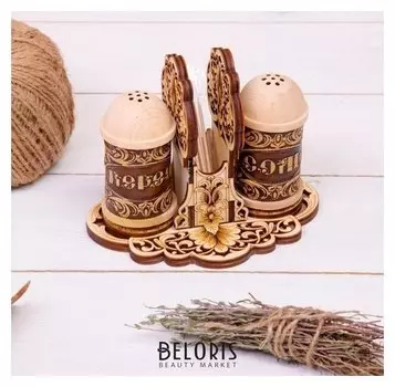 Набор для специй «Узор», 11×11×10 см, береста