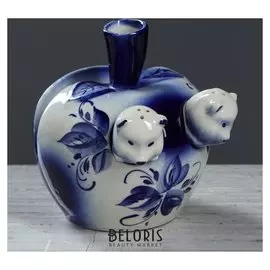 Набор для специй "Яблоко с червячками", роспись, 3 предмета, 14 см