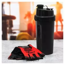 Набор для тренировок «Fit Or Fight»: шейкер 600 мл, перчатки 11 × 15 см