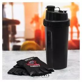 Набор для тренировок «Go Hard»: шейкер 600 мл, перчатки 10 × 15 см