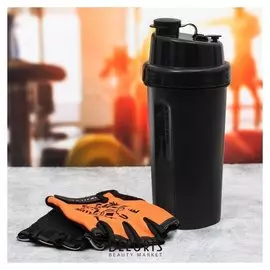 Набор для тренировок «True»: шейкер 600 мл, перчатки 10 × 15 см