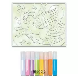 Набор для творчества краски по стеклу со светящ.картиной пегас,28с 1677-08