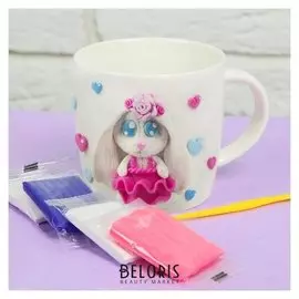 Набор для творчества. кружка для декорирования полимерной глиной «Зайка в платье» 300 мл