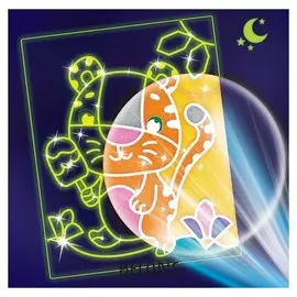 Набор для творчества. лунная фреска «Тигрёнок с мороженым», светящийся песок + блёстки
