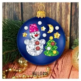 Набор для творчества. набор для декорирования ёлочного шара «Снеговичок», шар синий, фольга + стразы