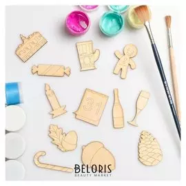 Набор для творчества "Подстаканник,календарь,желудь"в пакетике (12шт), фигурки 5х4,5см