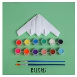 Набор для творчества "Раскрась самолет", краска 12 цветов, кисть