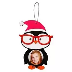 Набор для творчества - создай ёлочное украшение - фоторамка «Пингвин в очках и в шапочке»