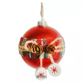 Набор для творчества - создай ёлочное украшение «Шар с бантиком в мелкую клеточку»