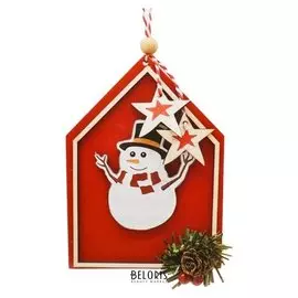 Набор для творчества - создай ёлочное украшение «Снеговик в красном домике»