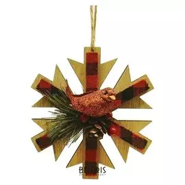 Набор для творчества - создай ёлочное украшение «Снежинка в клеточку с птичкой»