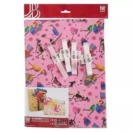 Набор для упаковки, "Для девочки", крафт 0,7 х 1 м х 2, лента 15 мм х 3 м х 4