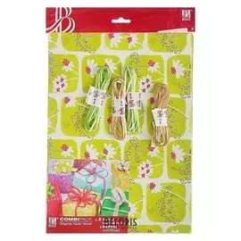 Набор для упаковки, "Фантазия№6", крафт 0,7 х 1 м х 2 шт, лента 3 м х 4 шт