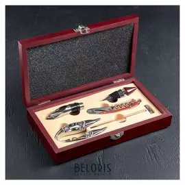 Набор для вина, 5 предметов: штопор, каплеуловитель, пробка, термометр, резец для фольги