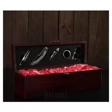 Набор для вина, 6 предметов: кейс для бутылки, каплеуловитель, штопор, пробка, кольцо, нож для срезания фольги