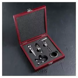 Набор для вина «Абруццо», 5 предметов: держатель, штопор, каплеуловитель, кольцо, пробка