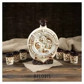 Набор для вина "За тех кого любит волна", 7 предметов, штоф 1,7 л