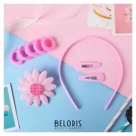 Набор для волос "Милашка" (Ободок, 2 невидимки, 6 резинок) вязаный бантик