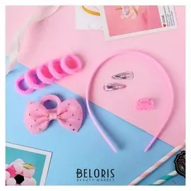 Набор для волос "Милашка" (Ободок, 2 невидимки, краб, 6 резинок) звёздный бантик