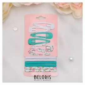 Набор для волос "Прима" (6 резинок, 6 невидимок) розовые цветы