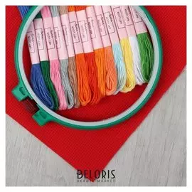 Набор для вышивания крестиком: канва без рисунка 30×20 см, мулине 13 шт, пяльцы D16 см