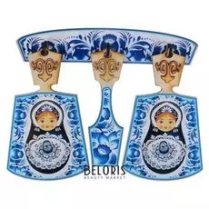 Набор досок «Хозяюшка». гжель с матрёшкой, сувенирный, 4 предмета, размер доски 17 х 28 см