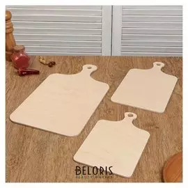 Набор досок разделочных деревянных "Классика" (3 в 1), с ручкой, 0,6 см