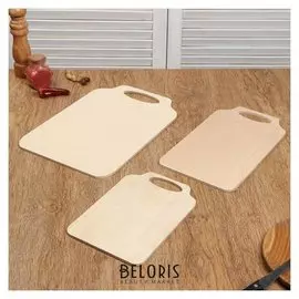 Набор досок разделочных деревянных "Скоба" (3 в 1), ручка вырез, 0,6 см