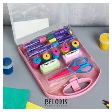 Набор фигурных дыроколов+ножницы+маркеры набор 14 предметов в сундучке