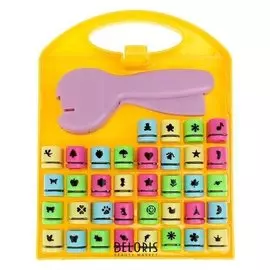 Набор фигурных дыроколов в сундучке, 36 шт с держателем