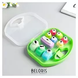 Набор фигурных дыроколов в сундучке и для обработки края 10 шт 19х17х5