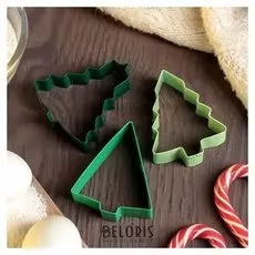 Набор форм для печенья «Ёлка», 3 шт, цвет зелёный