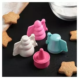 Набор форм для печенья с начинкой с формой для выдавливания серединки "Новогодний", 3 шт