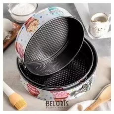 Набор форм для выпечки разъёмных «Десерт круг», 3 шт: 24/26/28х7 см, антипригарное покрытие