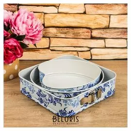 Набор форм для выпечки разъёмных «Филиси», 3 шт: 26 см, 23 см, 27 см, с антипригарным покрытием