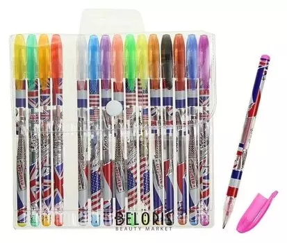 Набор гелевых ручек, 16 цветы, «Флаги», микс