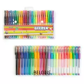 Набор гелевых ручек 24 цвета флуоресцентные, пастель, металлик с резиновыми держателями