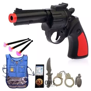 Набор игровой Полицейский 8 предметов + жилет и книжка-раскраска